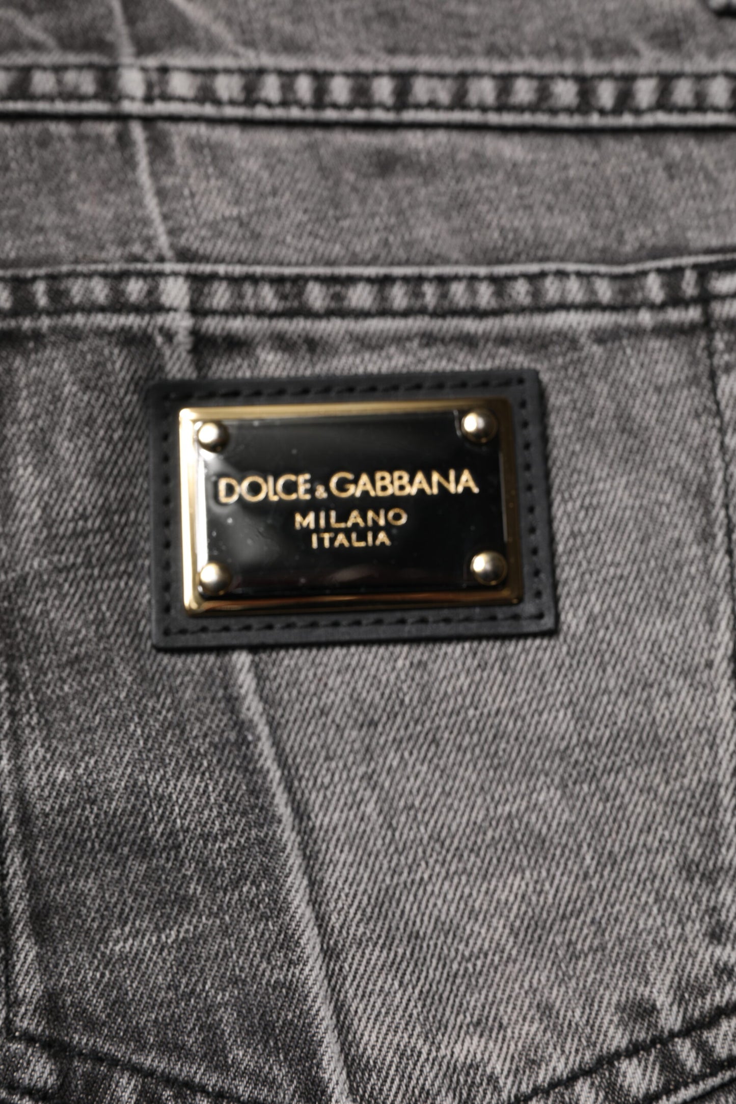 Two Tone Gray Cotton Denim Jeans