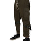 Brown Cotton Stretch Cargo Pants