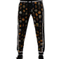 Black Religious Print Silk Men Jogger Pants