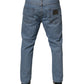 Blue Cotton Skinny Men Denim Mid Waist Jeans