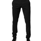 Black Polyester Tapered Formal Men Dress Pants