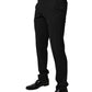 Black Polyester Tapered Formal Men Dress Pants