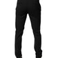 Black Polyester Tapered Formal Men Dress Pants