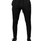 Black Brocade Polyester Skinny Dress Pants