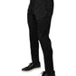 Black Brocade Polyester Skinny Dress Pants
