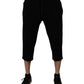 Black Cotton Blend Cropped Sweatpants Pants
