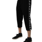 Black Cotton Blend Cropped Sweatpants Pants