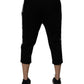 Black Cotton Blend Cropped Sweatpants Pants