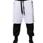 Black White Cotton Layered Sweatpants Pants