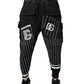Black Polka Dot Stripes Cargo Jogger Sweatpants Pants