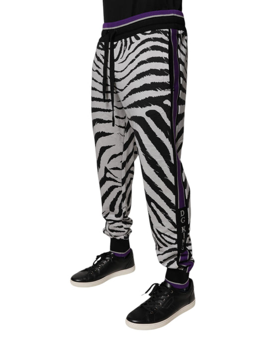 Black White Zebra Men Jogger Sweatpants Pants