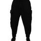 Black Cotton Men Cargo Jogger Sweatpants Pants