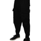 Black Cotton Men Cargo Jogger Sweatpants Pants