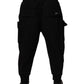Black Cotton Men Cargo Jogger Sweatpants Pants