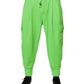 Neon Green Cargo Jogger Men Sweatpants Pants