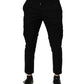 Black Cotton Stretch Skinny Cargo Denim Jeans