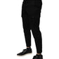 Black Cotton Stretch Skinny Cargo Denim Jeans