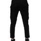 Black Cotton Stretch Skinny Cargo Denim Jeans