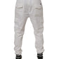 White Cotton Jogger Cargo Skinny Pants
