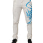 White Tattered Graffiti Skinny Denim Jeans