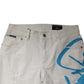 White Tattered Graffiti Skinny Denim Jeans
