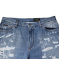 Blue Tattered Straight Cotton Denim Jeans