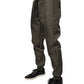 Brown Lambskin Leather Men Sweatpants Pants