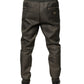 Brown Lambskin Leather Men Sweatpants Pants