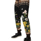 Black Floral Cotton Jogger Sweatpants Pants