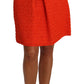 Chic Orange Raffia A-Line Knitted Skirt