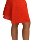 Chic Orange Raffia A-Line Knitted Skirt