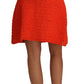 Chic Orange Raffia A-Line Knitted Skirt