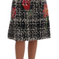 Sequined Floral High-Waist A-Line Skirt
