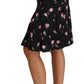 Elegant Rose Print A-Line Skirt
