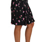 Elegant Rose Print A-Line Skirt