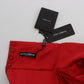 Red Silk Crystal-Embellished High Waist Shorts