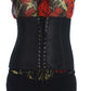 Elegant Black Corset Waist Belt with Silver Detailing