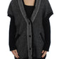 Elegant Gray Cashmere Long Cardigan Sweater