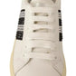 White Leather Crystal Embellished Sneakers Shoes