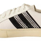 White Leather Crystal Embellished Sneakers Shoes