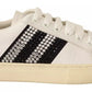 White Leather Crystal Embellished Sneakers Shoes