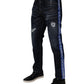 Dark Blue Cotton Tattered Skinny Denim Jeans