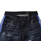 Dark Blue Cotton Tattered Skinny Denim Jeans