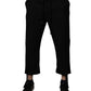 Black Polyester Men Cropped Pants