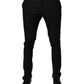 Black Virgin Wool MenSkinny Dress Formal Pants
