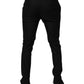 Black Virgin Wool MenSkinny Dress Formal Pants