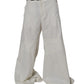 White Mid Waist Wide Leg Pants