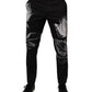 Black Cotton Floral Skinny Dress Pants