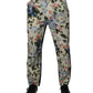 Beige Blue Floral Cotton Men Denim Jeans