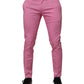 Pink Cotton Slim Fit Men Dress Formal Pants
